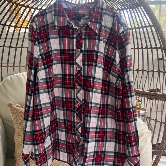Talbots Tops - Talbots Red White Green Plaid Button Down Shirt XL